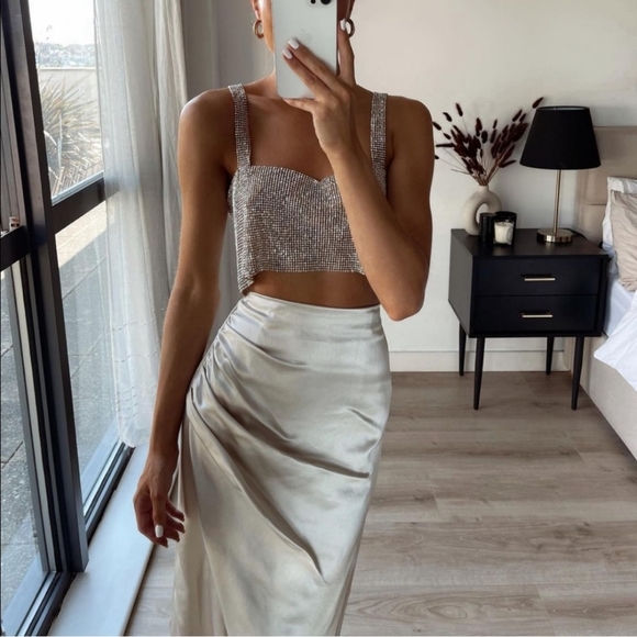 Zara * Satin Effect Midi Skirt - Picture 7 of 10